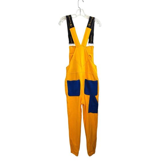 Champion Super‎ Fleece 3.0 Sweatpant Overalls Size XS Yellow Blue Embroidered - Picture 5 of 11
